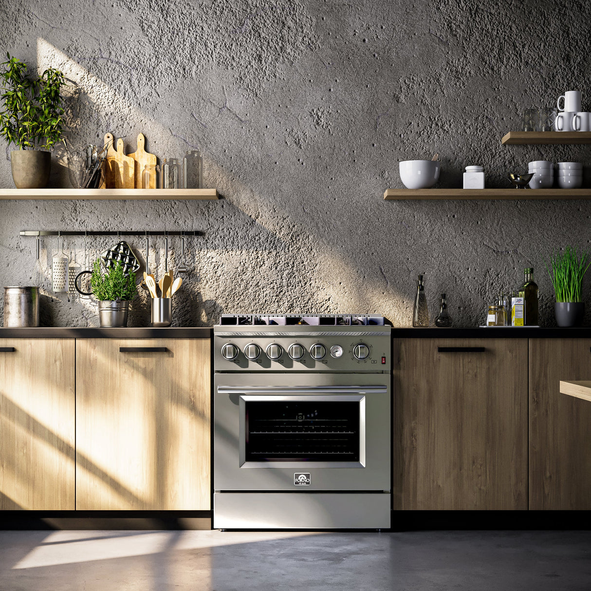 FORNO Giovanni 30-inch Gas Range , 5 Burners 67,000 BTU, 4.32 cu.ft. Convection Oven - Stainless Steel (FFSGS627430)
