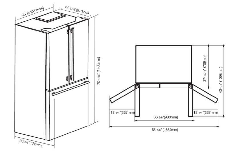 FULGOR MILANO FULGOR MILANO REFER FRNCH DR 36" CNTR DPTH W/ ICE - Stainless Steel (FM4FBM36SS)