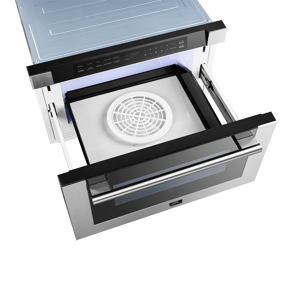 FORNO Capoliveri 24-Inch Microwave Drawer, , 1.2 cu.ft, 1500 Watts, Built-In, Touch Control LCD Display, Auto-Touch Open/Close, 11 Power Levels, Sensor Cooking - Stainless (FMWDR300024)