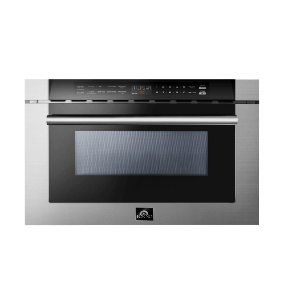 FORNO Capoliveri 24-Inch Microwave Drawer, , 1.2 cu.ft, 1000 Watts, Built-In, Touch Control LCD Display, Auto-Touch Open/Close, 11 Power Levels, Sensor Cooking - Stainless (FMWDR300024)