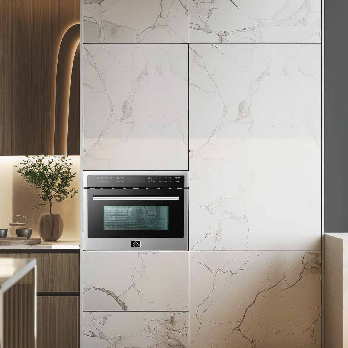 FORNO Oliena 24-Inch Compact Oven and 1000 Watt Microwave, 1.6 cu.ft, Convection Oven - Stainless (FMWDR309324)