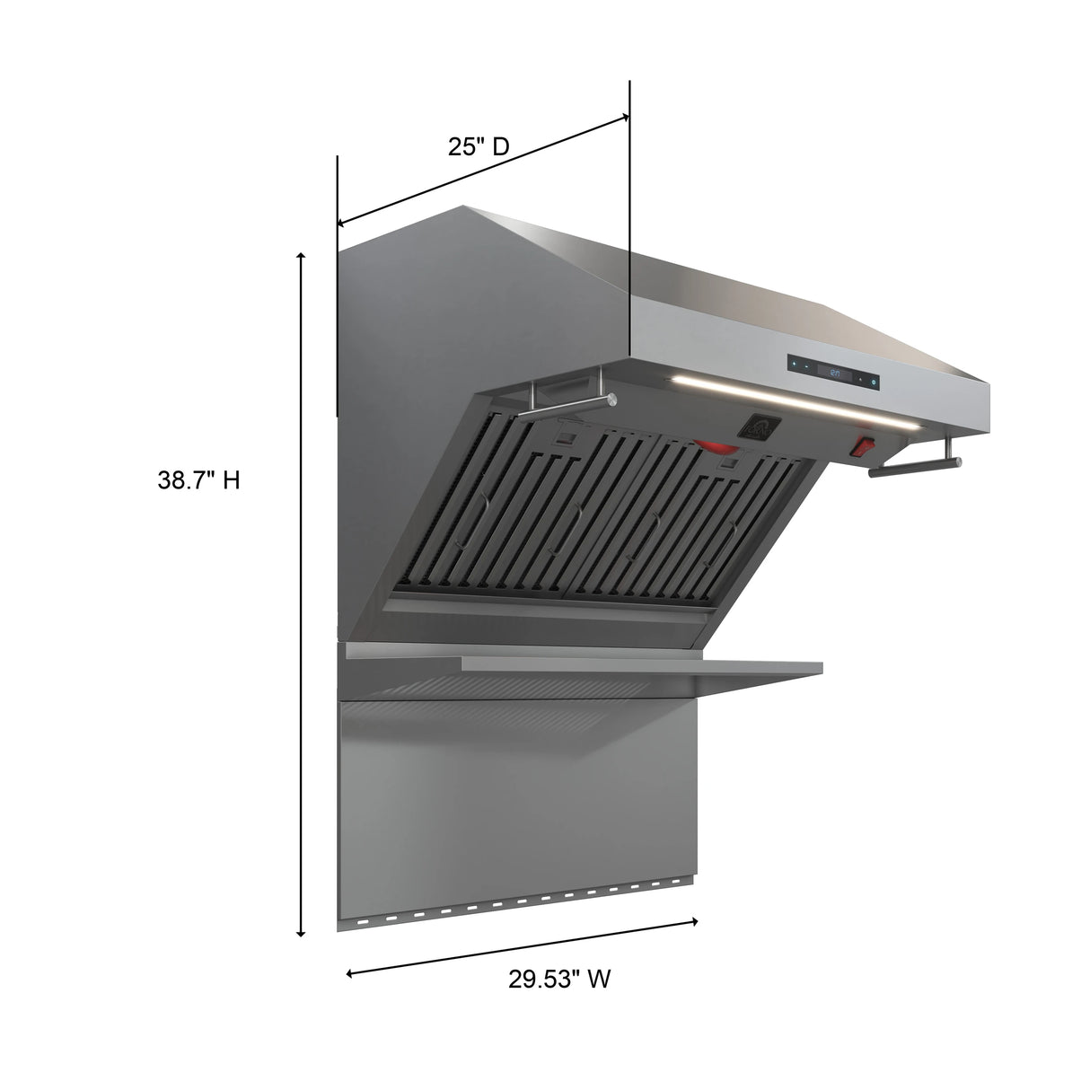 FORNO Savona 30-Inch Wall Mount Range Hood, Baffle Filters, Backsplash Included - Stainless Steel (FRHWM502930)