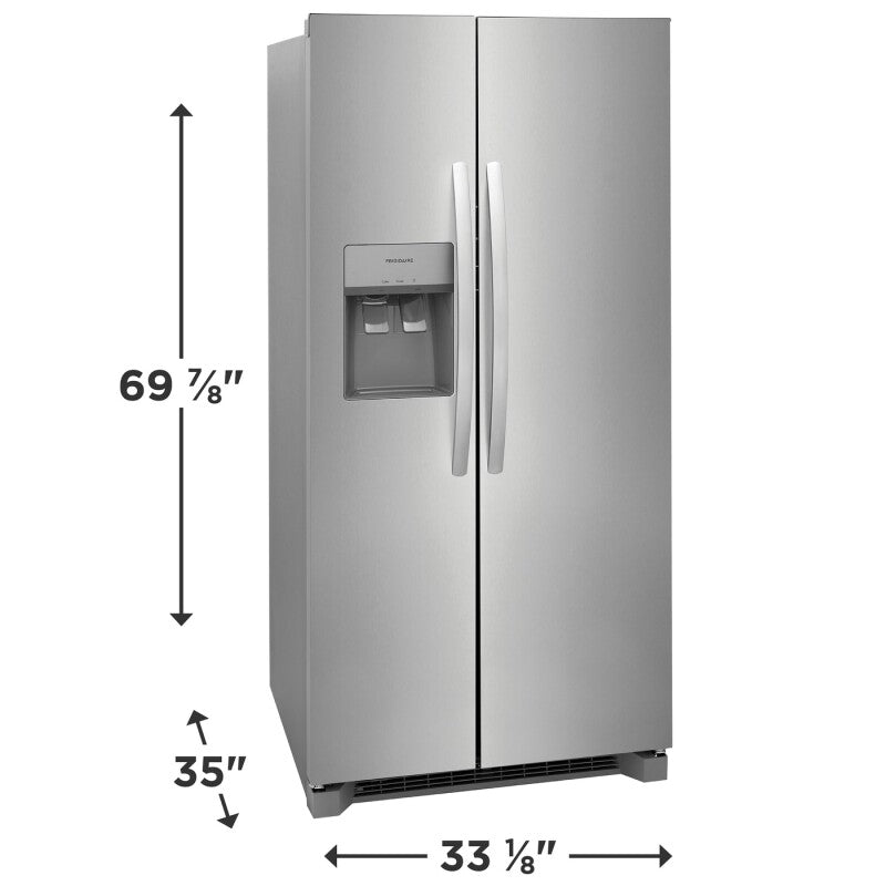 FRIGIDAIRE 22 Cu. Ft. 33" Standard-Depth Side-by-Side Refrigerator - Stainless Steel (FRSS2323AS)