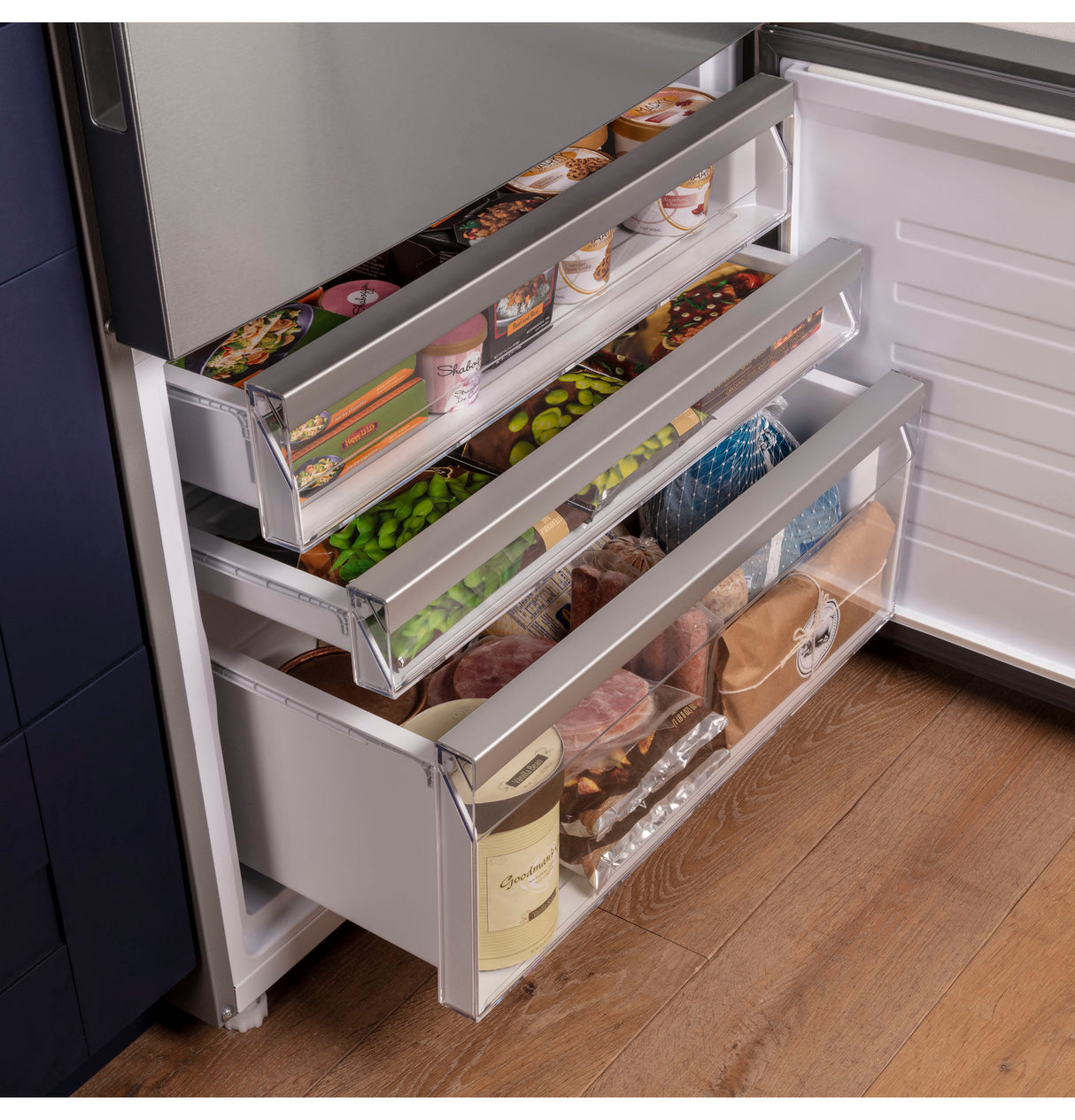 GE 17.7 Cu. Ft. Counter-Depth Bottom-Freezer Refrigerator - Fingerprint Resistant Stainless Steel (GBE17HYRFS)