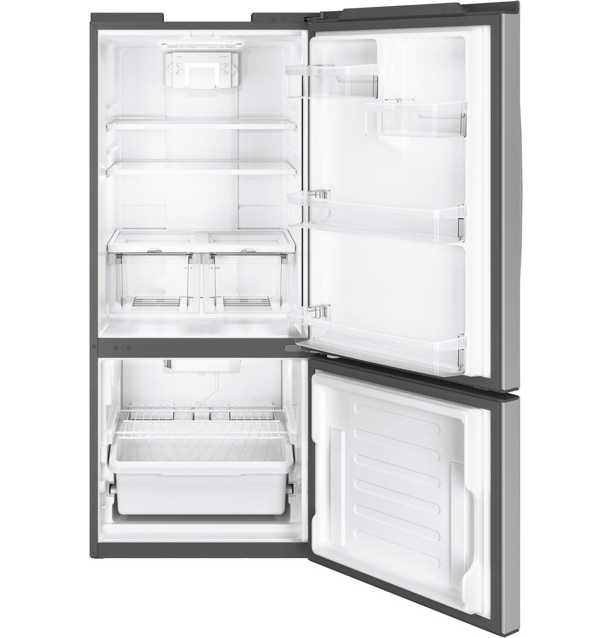 GE 20.9 Cu. Ft. Bottom-Freezer Refrigerator - Fingerprint Resistant Stainless Steel (GBE21DYKFS)