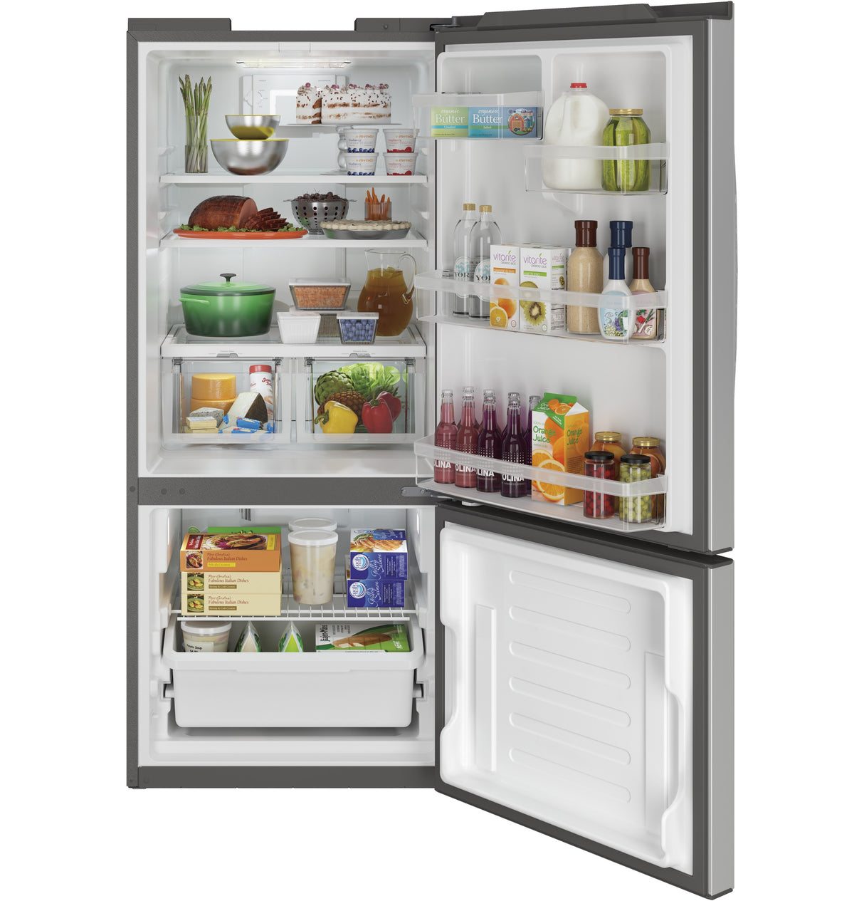 GE 20.9 Cu. Ft. Bottom-Freezer Refrigerator - Fingerprint Resistant Stainless Steel (GBE21DYKFS)