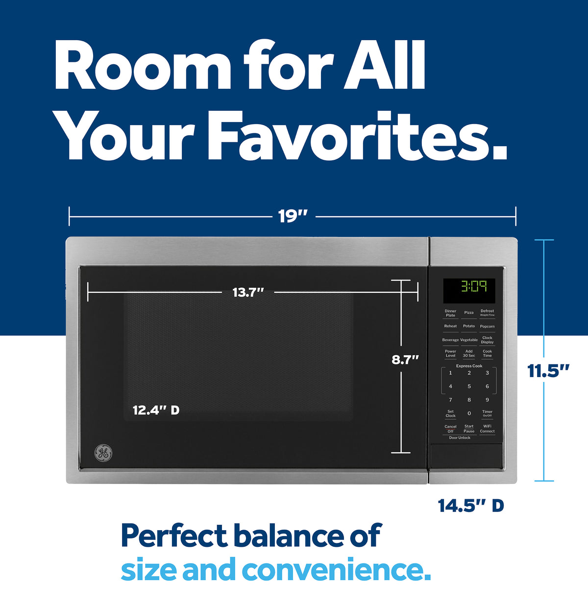 GE 0.9 Cu. Ft. Capacity Smart Countertop Microwave Oven with Scan-To-Cook Technology - Stainless Steel (GCST09U1WSS)