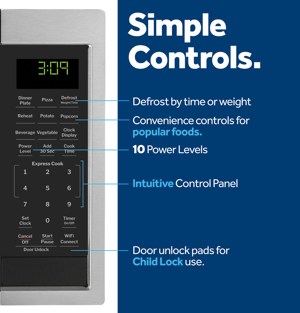 GE 0.9 Cu. Ft. Capacity Smart Countertop Microwave Oven with Scan-To-Cook Technology - Stainless Steel (GCST09U1WSS)
