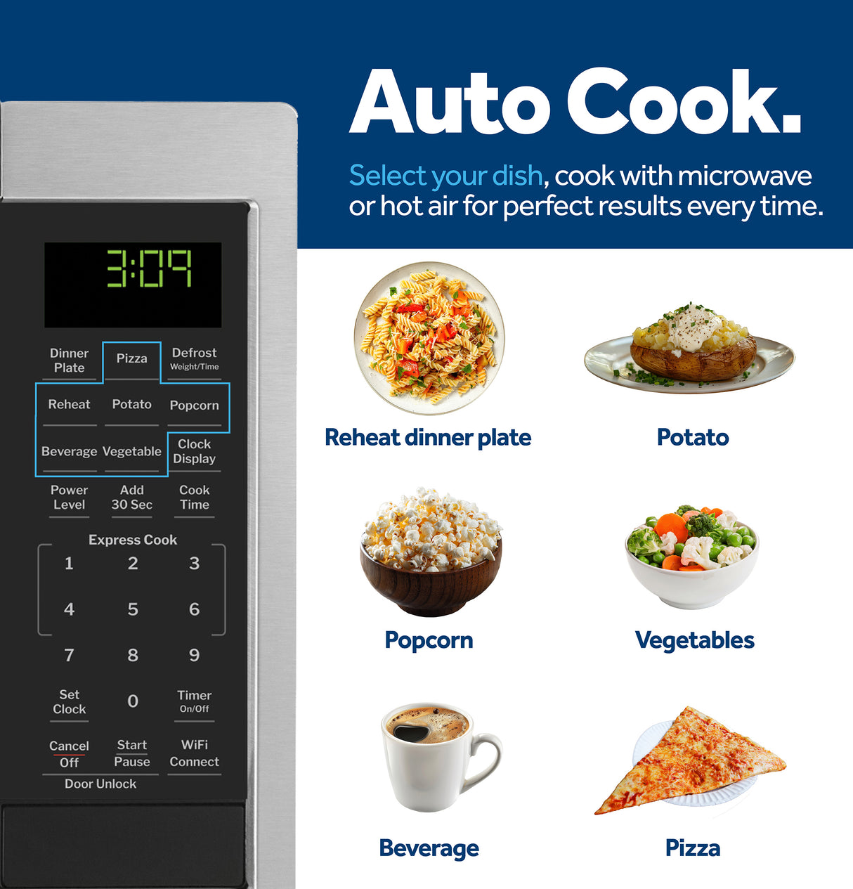 GE 0.9 Cu. Ft. Capacity Smart Countertop Microwave Oven with Scan-To-Cook Technology - Stainless Steel (GCST09U1WSS)