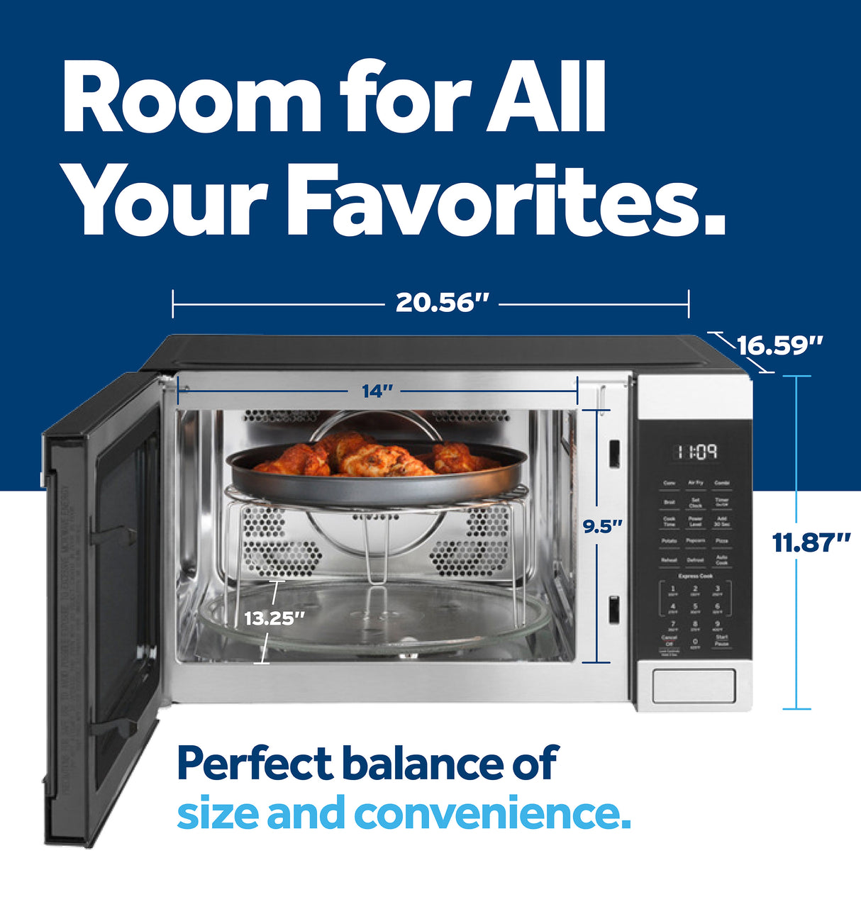 GE 1.0 Cu. Ft. Capacity Countertop Convection Microwave Oven with Air Fry - Stainless Steel (GCST10A1WSS)