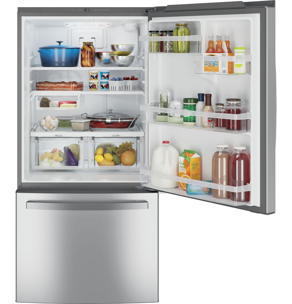 GE 24.8 Cu. Ft. Bottom-Freezer Drawer Refrigerator - Fingerprint Resistant Stainless Steel (GDE25EYKFS)