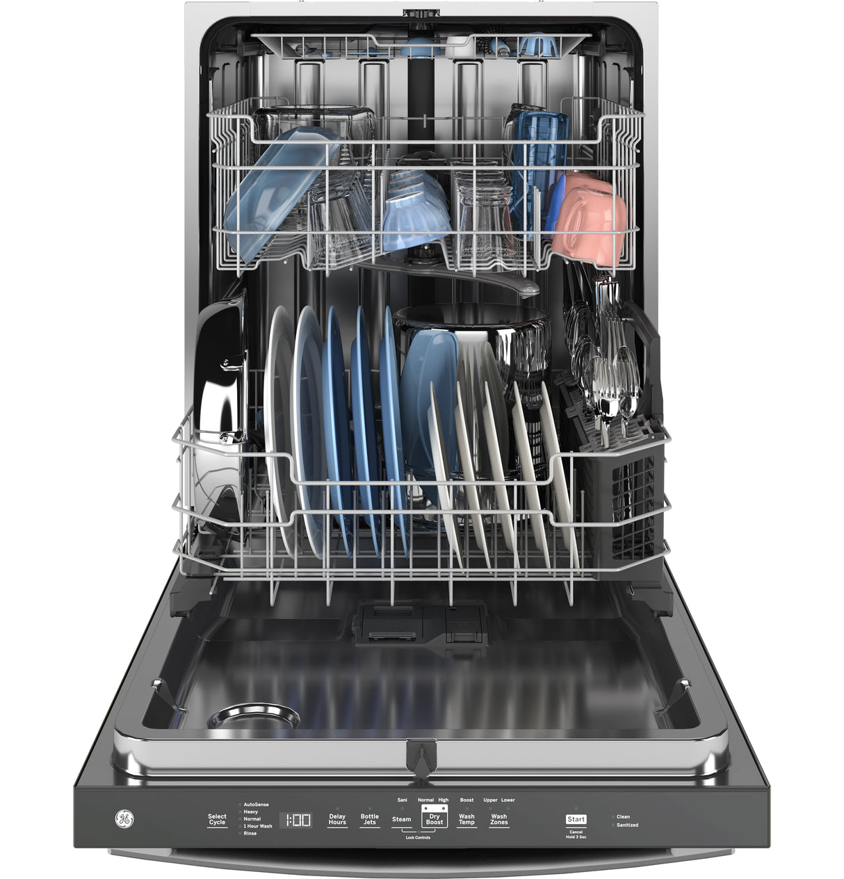 GE Fingerprint Resistant Top Control with Stainless Steel Interior Dishwasher with Sanitize Cycle - Fingerprint Resistant Stainless (GDT650SYVFS)
