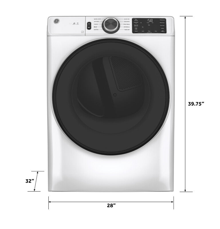 GE 7.8 cu. ft. Capacity Smart Front Load Electric Dryer with Sanitize Cycle - White (GFD55ESSNWW)