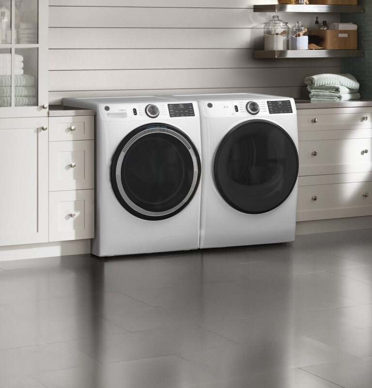 GE 7.8 cu. ft. Capacity Smart Front Load Gas Dryer with Sanitize Cycle - White (GFD55GSSNWW)