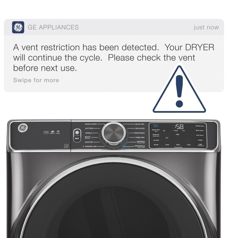 GE 7.8 cu. ft. Capacity Smart Front Load Gas Dryer with Sanitize Cycle - White (GFD55GSSNWW)