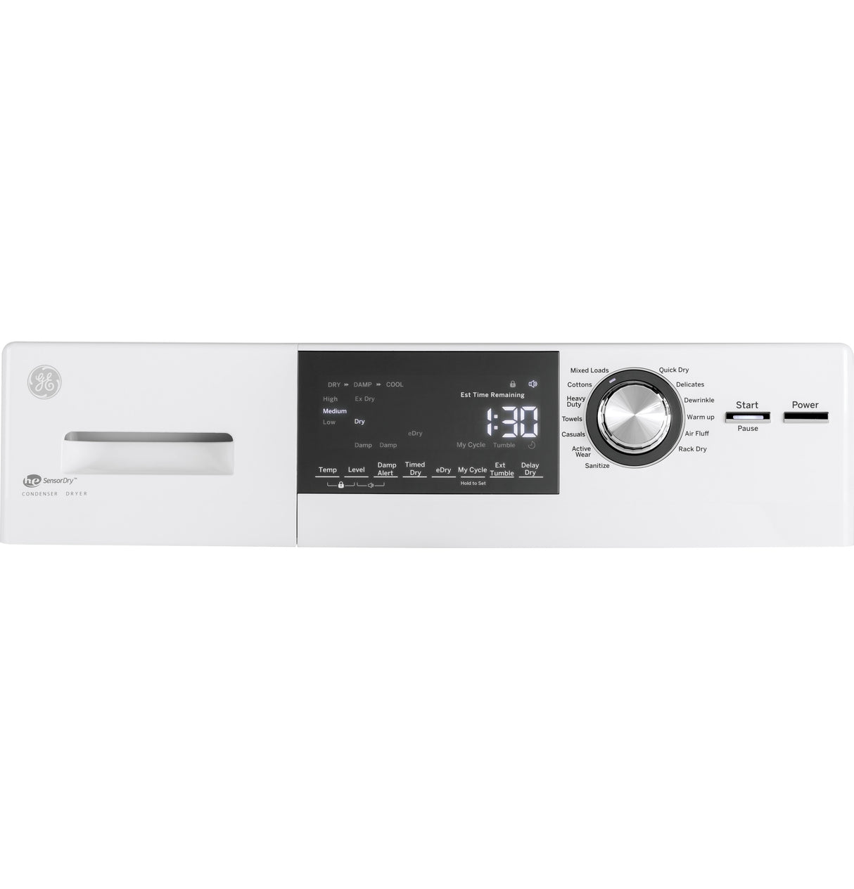 GE 24" 4.1 Cu.Ft. Front Load Ventless Condenser Electric Dryer with Stainless Steel Basket - White (GFT14ESSMWW)