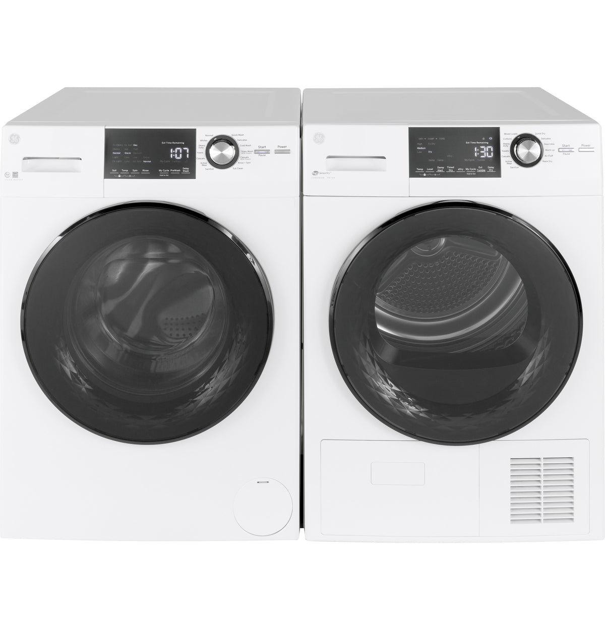 GE 24" 4.1 Cu.Ft. Front Load Ventless Condenser Electric Dryer with Stainless Steel Basket - White (GFT14ESSMWW)