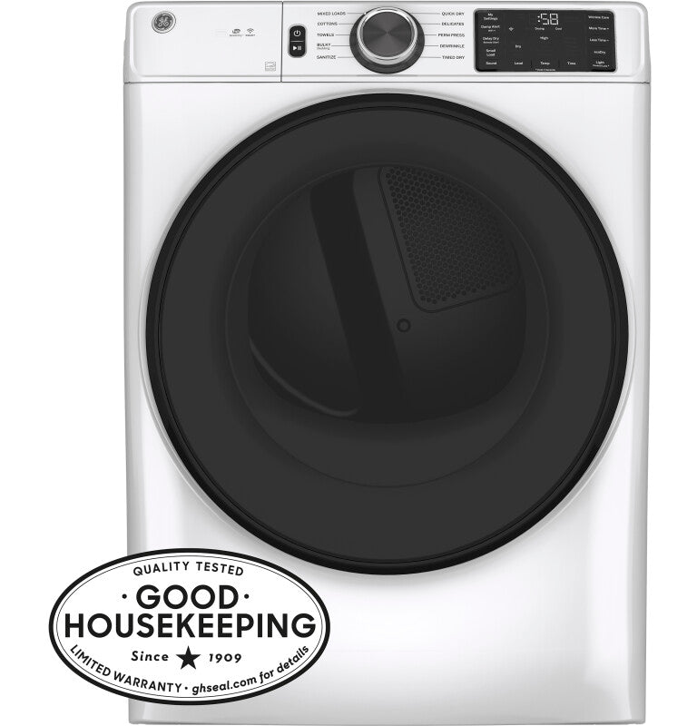 GE Long Vent 7.8 cu. ft. Capacity Smart Electric Dryer with Sanitize Cycle - White (GFV55ESSNWW)