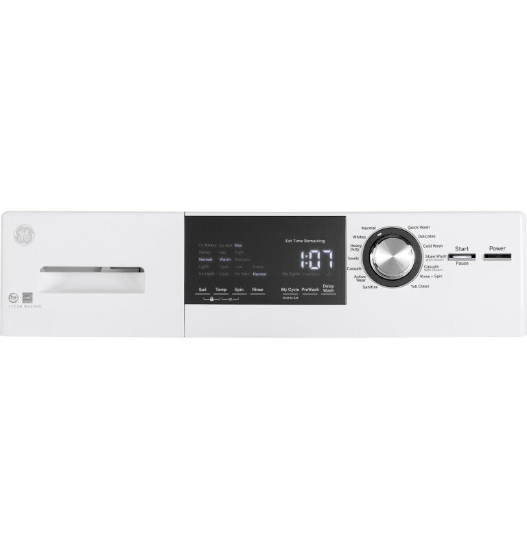 GE 24" 2.4 Cu. Ft. Front Load Washer with Steam - White (GFW148SSMWW)