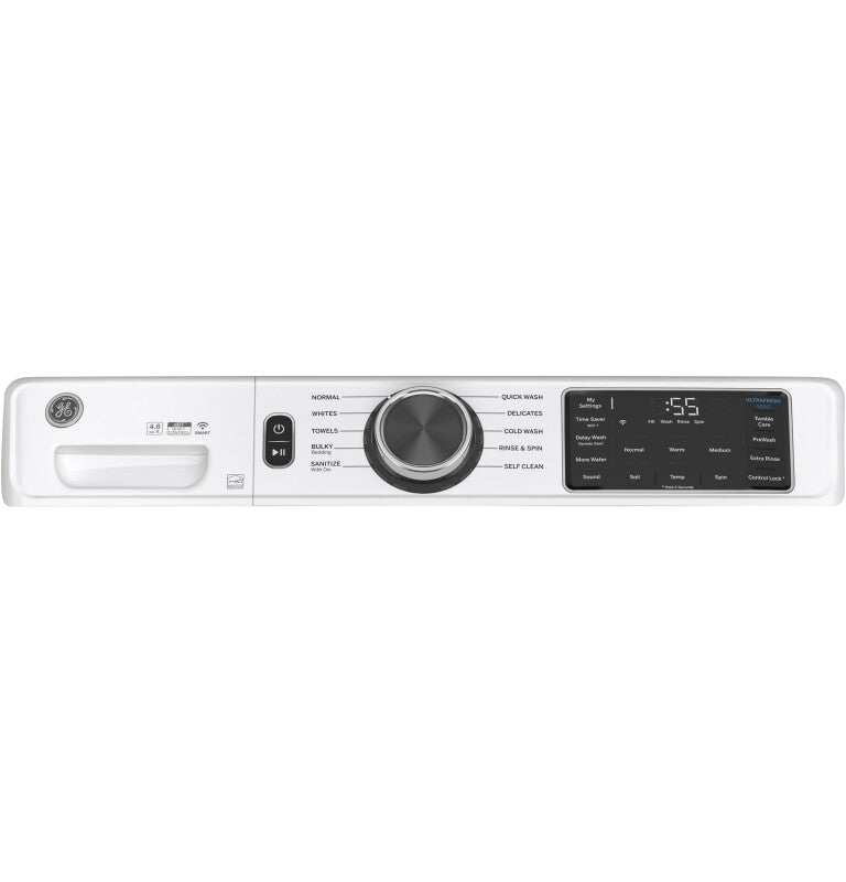 GE 4.8 cu. ft. Capacity Smart Front Load Washer with UltraFresh Vent System with OdorBlock and Sanitize w/Oxi - White (GFW550SSNWW)