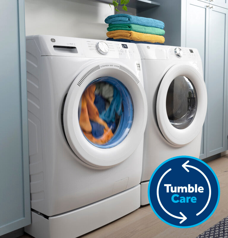 GE 4.8 cu. ft. Capacity Smart Front Load Washer with UltraFresh Vent System with OdorBlock and Sanitize w/Oxi - White (GFW550SSNWW)