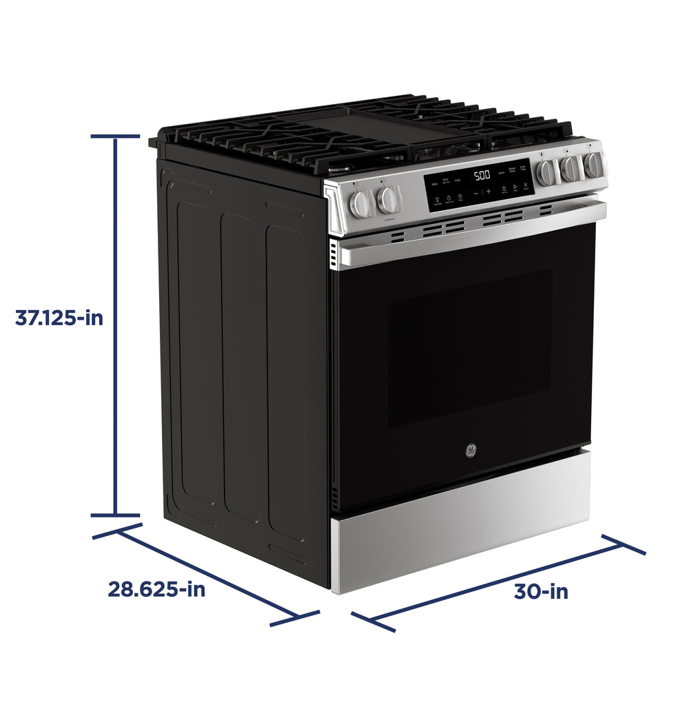 GE 30" Slide-In Front Control Gas Range with Crisp Mode - Stainless Steel (GGS500SVSS)