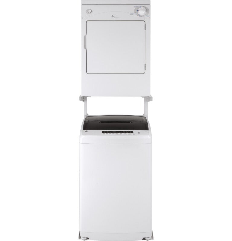 GE Space-Saving 2.8 cu. ft. Capacity Stationary Washer with Stainless Steel Basket - White (GNW128SSMWW)