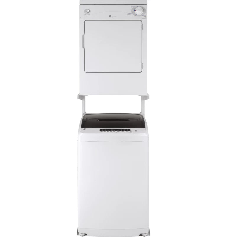 GE Space-Saving 2.8 cu. ft. Capacity Stationary Washer with Stainless Steel Basket - White (GNW128SSMWW)