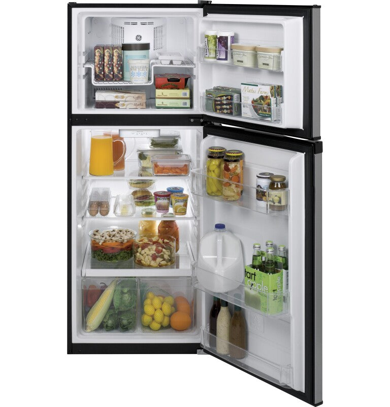 GE 24-Inch 11.6 cu. ft. Top-Freezer Refrigerator - Stainless Steel (GPE12FSKSB)