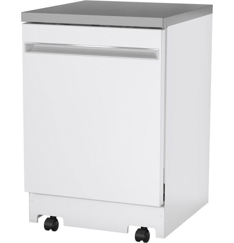 GE 24" Stainless Steel Interior Portable Dishwasher with Sanitize Cycle - White (GPT225SGLWW)