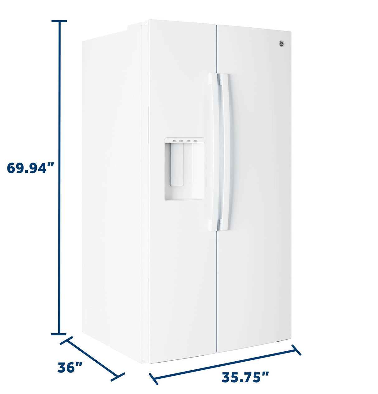 GE 27.9 Cu. Ft. Side-By-Side Refrigerator with Extra Tall Dispenser and In-Door Icemaker - White (GSS28NGYWW)