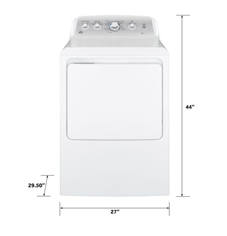 GE 7.2 cu. ft. Capacity aluminized alloy drum Electric Dryer with Sensor Dry - White on White with Silver Backsplash (GTD45EASJWS)