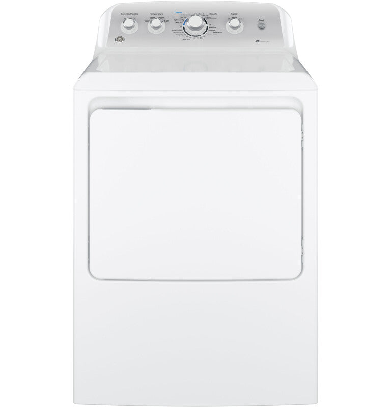 GE 7.2 cu. ft. Capacity aluminized alloy drum Gas Dryer with Sensor Dry - White on White with Silver Backsplash (GTD45GASJWS)