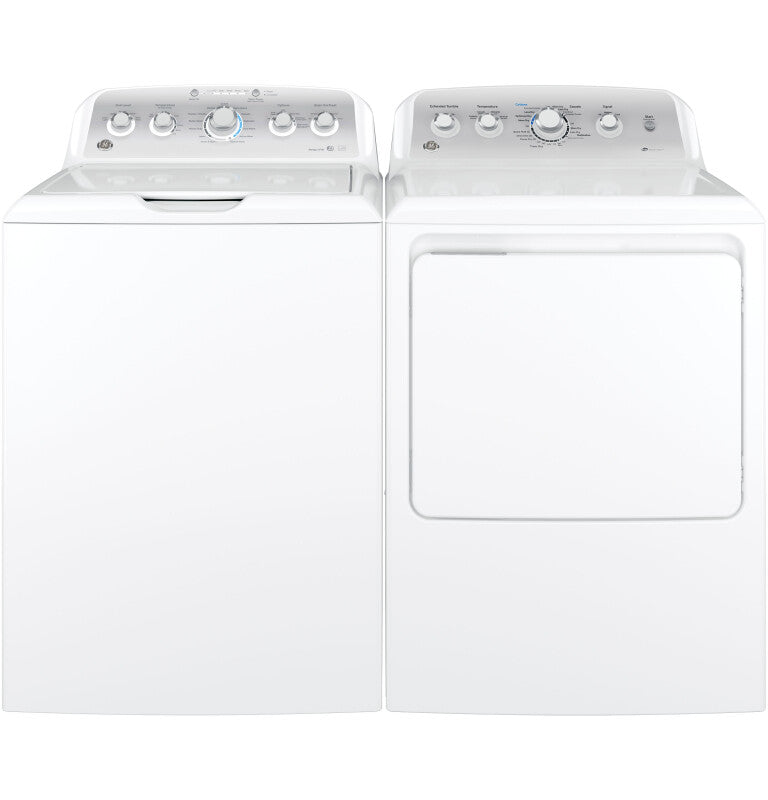 GE 7.2 cu. ft. Capacity aluminized alloy drum Gas Dryer with Sensor Dry - White on White with Silver Backsplash (GTD45GASJWS)