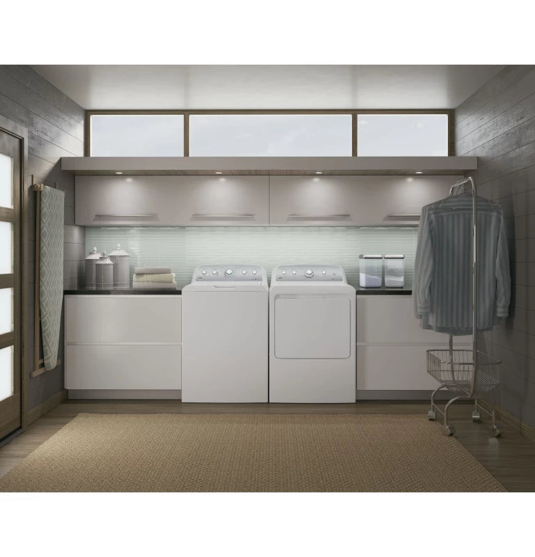 GE 7.2 cu. ft. Capacity aluminized alloy drum Gas Dryer with Sensor Dry - White (GTD45GASJWS)