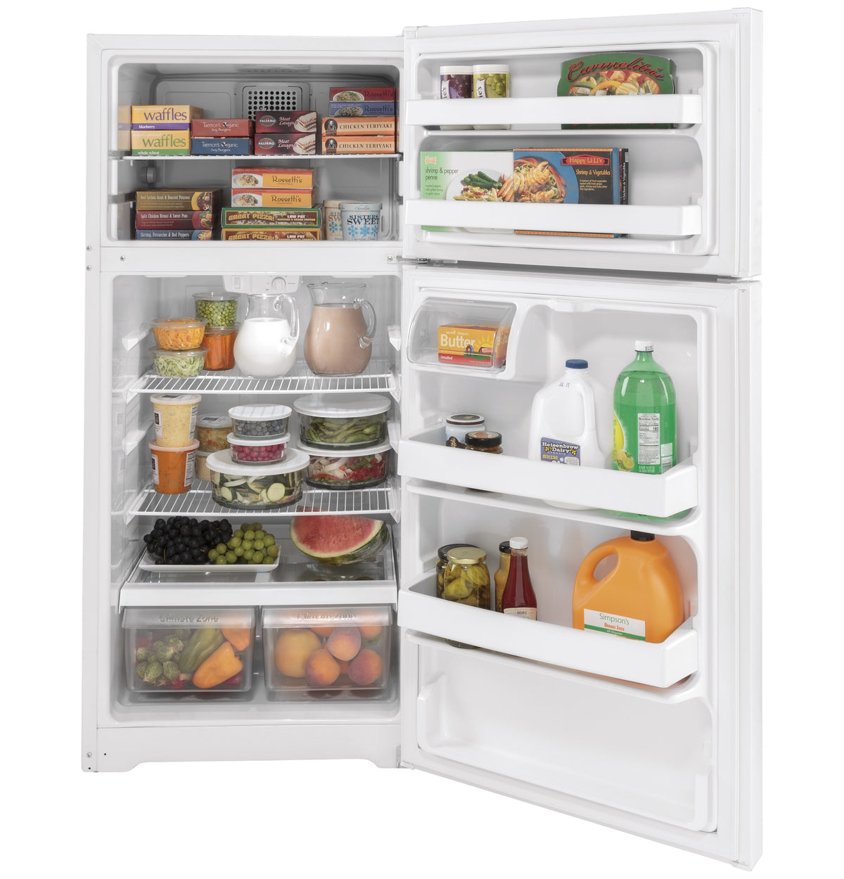 GE 28-Inch 15.6 Cu. Ft. Top-Freezer Refrigerator - White (GTS16DTNRWW)