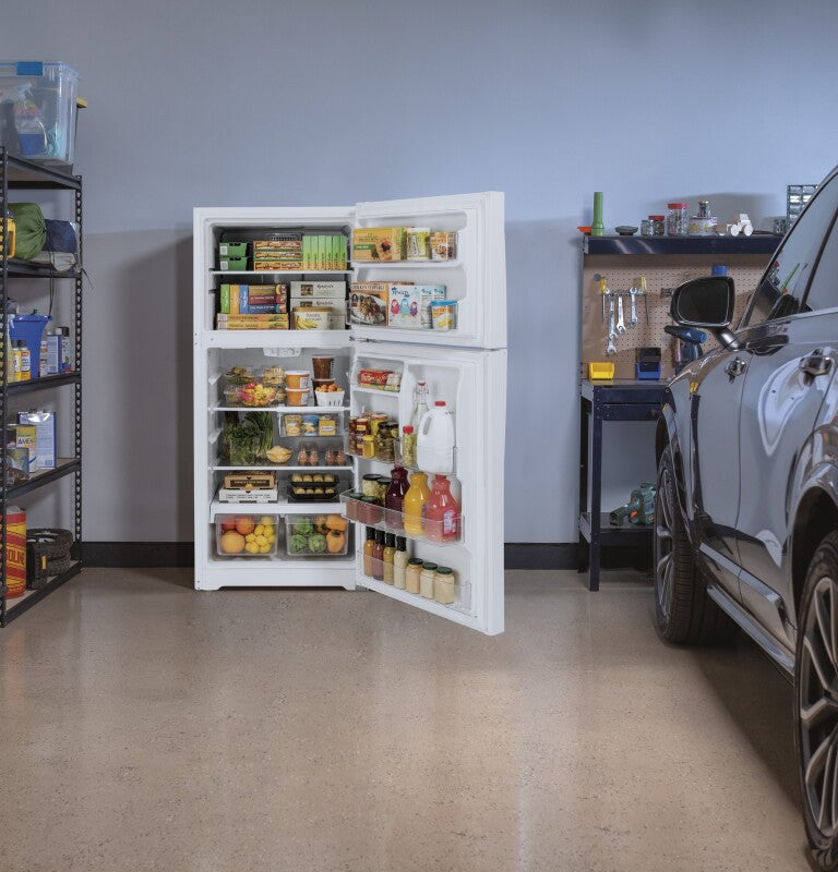 GE 29.8-Inch 19.2 Cu. Ft. Garage Ready Top-Freezer Refrigerator - White (GTS19KGNRWW)