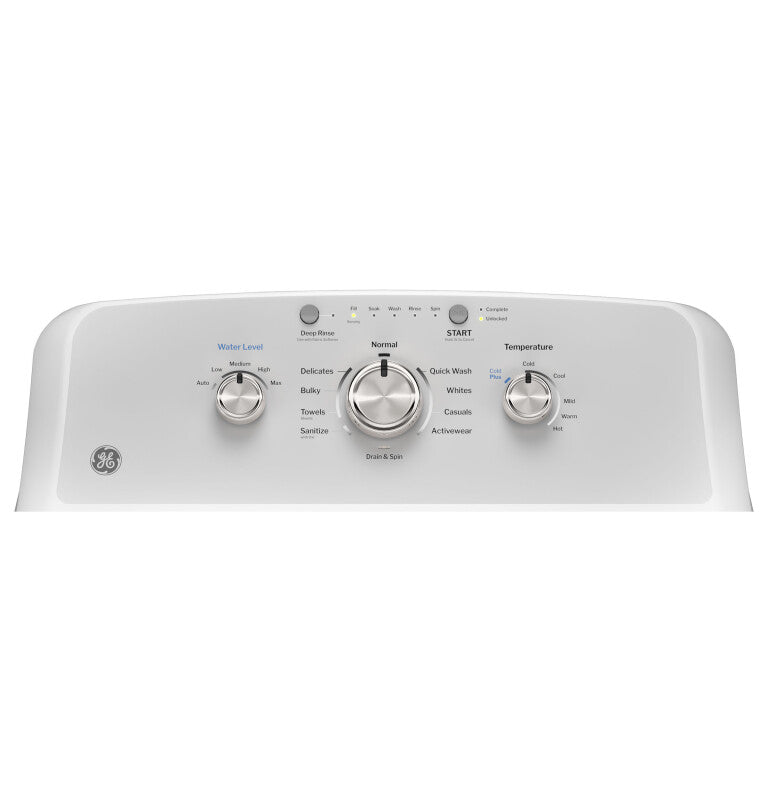 GE 4.3 cu. ft. Capacity Washer with Stainless Steel Basket,Cold Plus and Water Level Control - White w/ Silver Matte Backsplash (GTW385ASWWS)