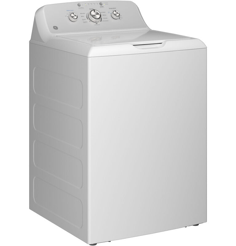 GE 4.3 cu. ft. Capacity Washer with Stainless Steel Basket,Cold Plus and Water Level Control - White w/ Silver Matte Backsplash (GTW385ASWWS)