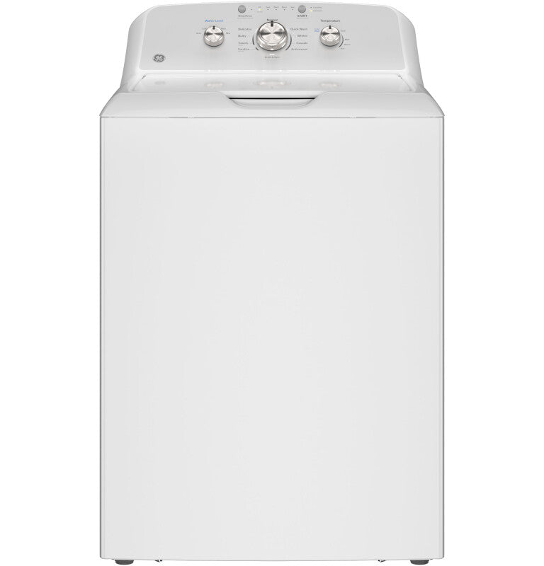 GE 4.3 cu. ft. Capacity Washer with Stainless Steel Basket,Cold Plus and Water Level Control - White w/ Silver Matte Backsplash (GTW385ASWWS)