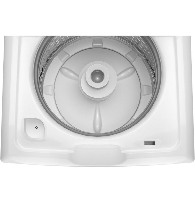 GE 4.3 cu. ft. Capacity Washer with Stainless Steel Basket,Cold Plus and Water Level Control - White w/ Silver Matte Backsplash (GTW385ASWWS)