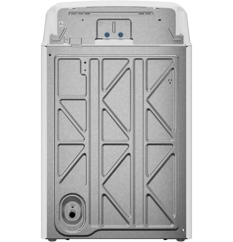 GE 4.3 cu. ft. Capacity Washer with Stainless Steel Basket,Cold Plus and Water Level Control - White w/ Silver Matte Backsplash (GTW385ASWWS)