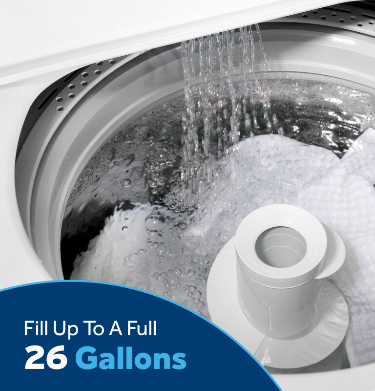 GE 4.3 cu. ft. Capacity Washer with Stainless Steel Basket,Cold Plus and Water Level Control - White w/ Silver Matte Backsplash (GTW385ASWWS)