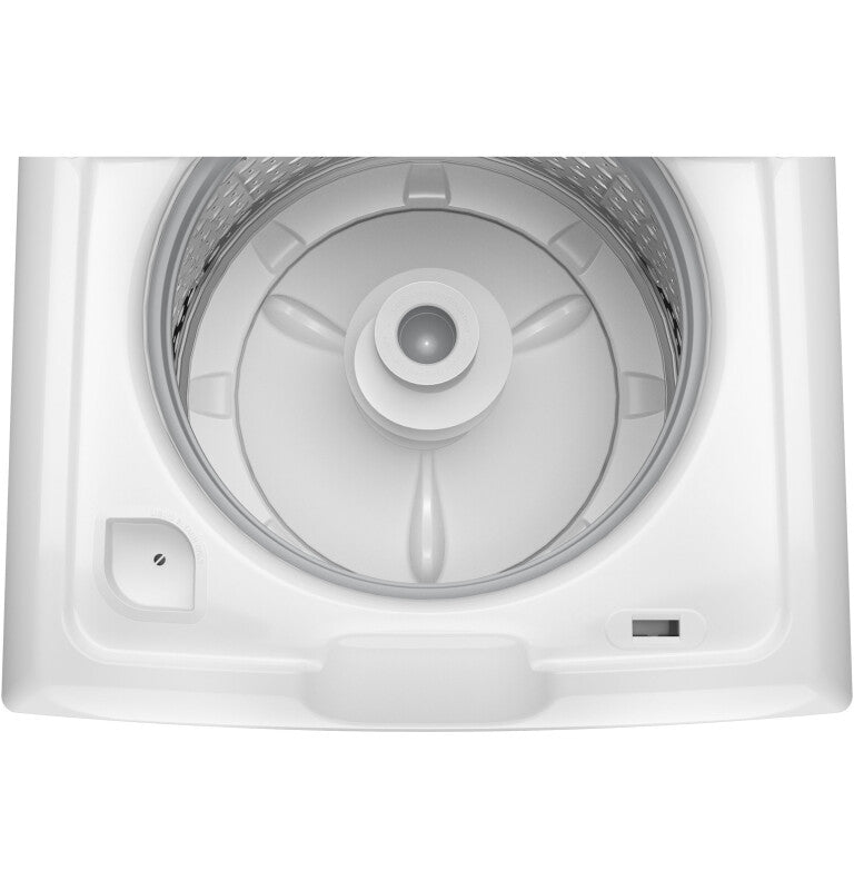 GE 4.5 cu. ft. Capacity Washer with Stainless Steel Basket, Cold Plus and Wash Boost - White w/ Black Matte Backsplash (GTW485ASWWB)