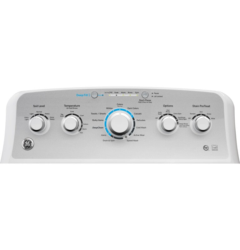 GE 4.6 cu. ft. Capacity Washer with Stainless Steel Basket - White on White with Silver Backsplash (GTW500ASNWS)