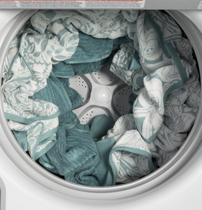 GE 4.6 cu. ft. Capacity Washer with Stainless Steel Basket - White on White with Silver Backsplash (GTW500ASNWS)