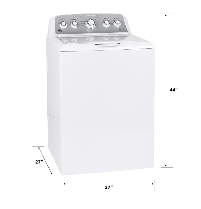 GE 4.6 cu. ft. Capacity Washer with Stainless Steel Basket - White on White with Silver Backsplash (GTW500ASNWS)