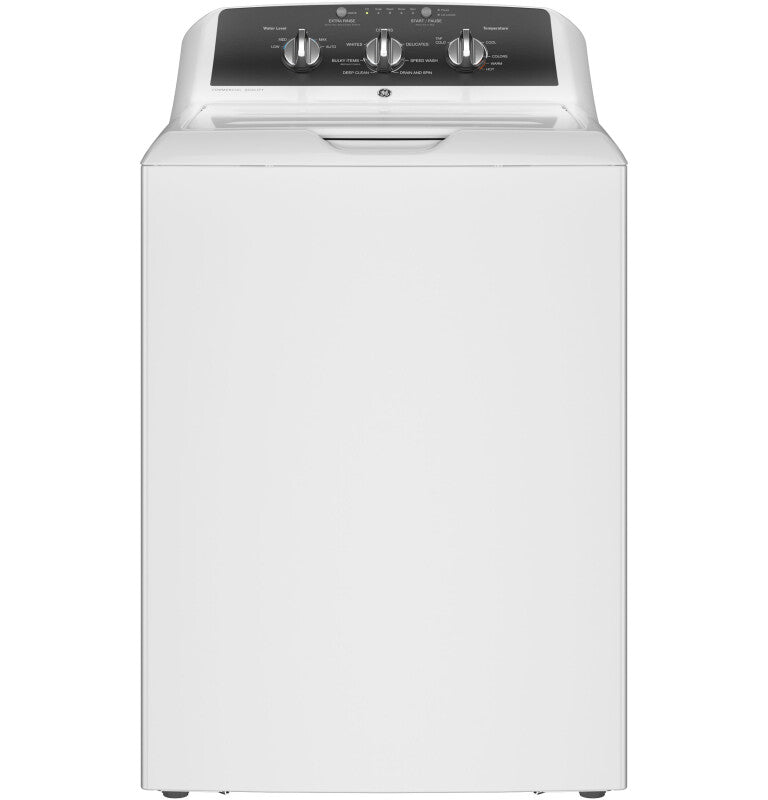 GE 4.3 cu. ft. Capacity Washer with Stainless Steel Basket,5-yr Limited Warranty - White with Black Stainless Backsplash (GTW525ACWWB)