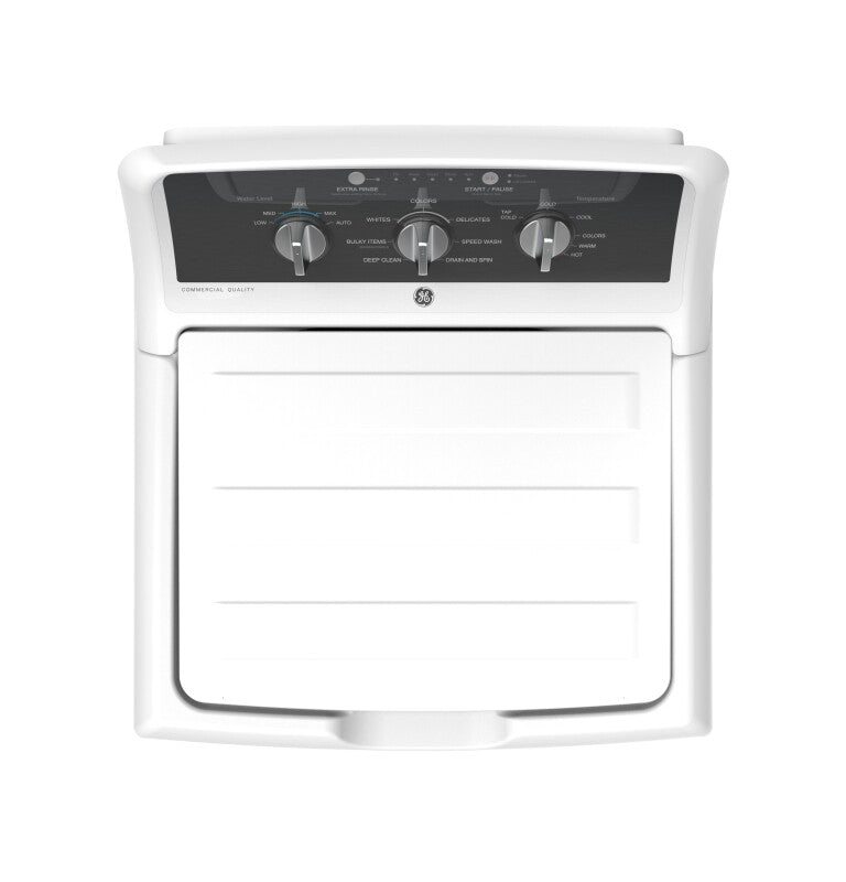 GE 4.3 cu. ft. Capacity Washer with Stainless Steel Basket,5-yr Limited Warranty - White with Black Stainless Backsplash (GTW525ACWWB)