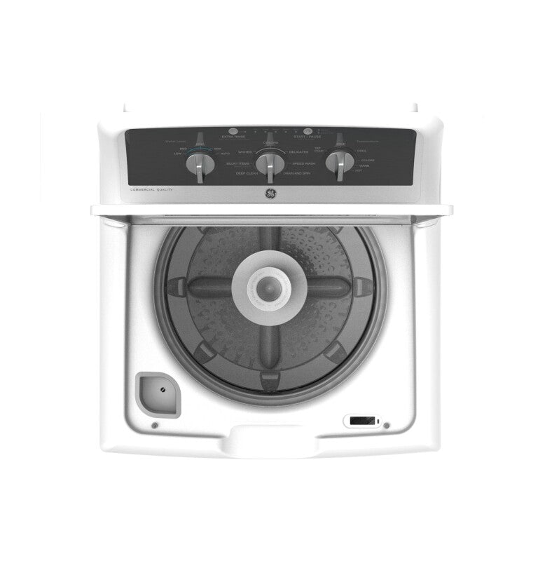 GE 4.3 cu. ft. Capacity Washer with Stainless Steel Basket,5-yr Limited Warranty - White with Black Stainless Backsplash (GTW525ACWWB)